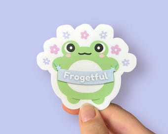 Kawaii Forgetful Frog Vinyl Sticker