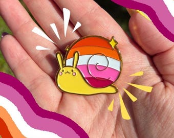Lesbian Pride Snail Enamel Pin