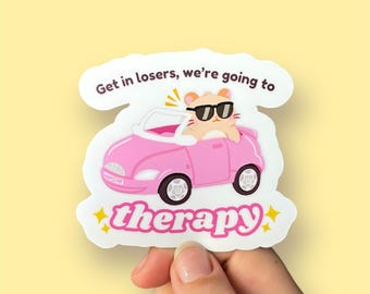 Cute Hamster in Pink Car Vinyl Sticker - Therapy Humor