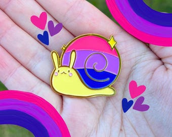 Bisexual Bi Pride Snail Enamel Pin