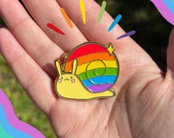 Gay Pride Rainbow Snail Enamel Pin