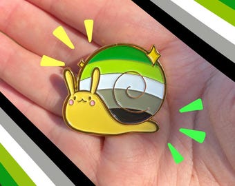 Aromantic Aro Pride Snail Enamel Pin