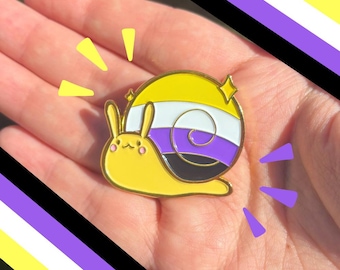 Nonbinary Pride Snail Enamel Pin
