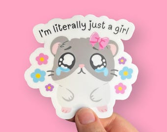 Crying Hamster Meme Vinyl Sticker – Cute Girly Decal