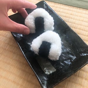 Fluffy Onigiri! Punch Needle Otedama Plush / A Kawaii Twist on a Japanese Traditional Toy!