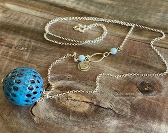 Blue Enamel Necklace