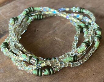 Iridescent Green Glass Long Stretchy