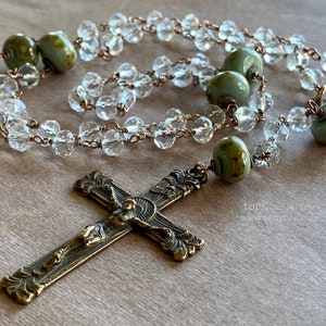 Crystal, Lampwork and Bronze Heirloom Rosary