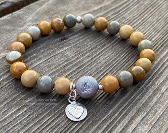 Wild Horse Jasper and Druzy Stretch Bracelet