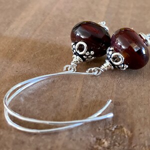 Dark Chocolate Lampwork and Sterling Drop Earrings