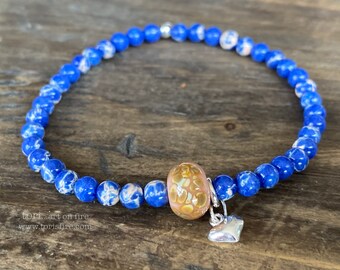 Impression Jasper and Lampwork Stretch Bracelet