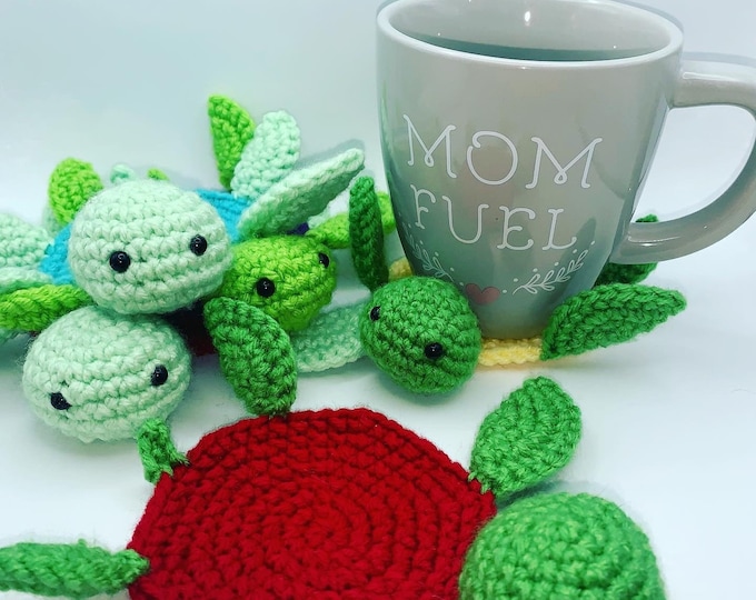 Sea Turtle Crochet Drink Coaster Set of 5