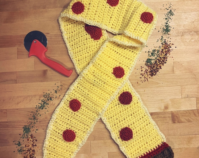 Crochet Pepperoni Pizza Scarf
