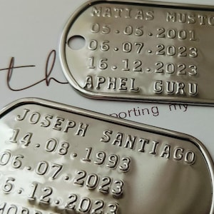 Military DOG TAGS, Hand Polished, Stainless Steel Men&#39;s Necklace, Personalized Gift for Men, US Army, Military Style, Ball Chain Necklace