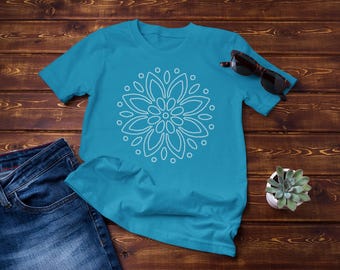 Mandala Shirt, Mandala Tshirt, Cute Spring Shirt, Cute Shirt for Woman, Cute Mandala Shirt, Gifts for Her, Flower Shirt Pretty, Yoga Mandala