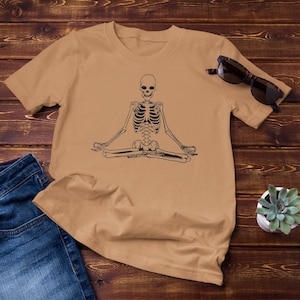 Comfort Colors®, Halloween Yoga Shirt, Retro Yoga Skeleton Shirt, Yoga Lover Halloween Gift, Vintage Spooky Tshirt, Halloween Yogi Shirt