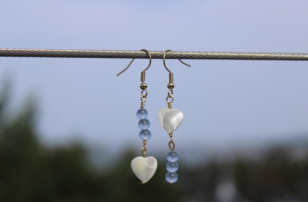 Asymmetrical Shell Asymmetrical Shell Heart Danglies - Etsy