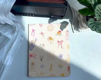 Pastell Schleife und Schleife Doodles iPad Case mit PencilHolder Schützender iPad Air Fall iPad Pro Fall iPad MiniCase Abdeckung Einzigartiges Geschenk ldea