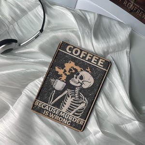 Coffee Skeleton Kindle Case with Hand Strap - Funny Skull Design Fits All Kindle Models, Including Paperwhite 6.8" - Personalized Gift Idea