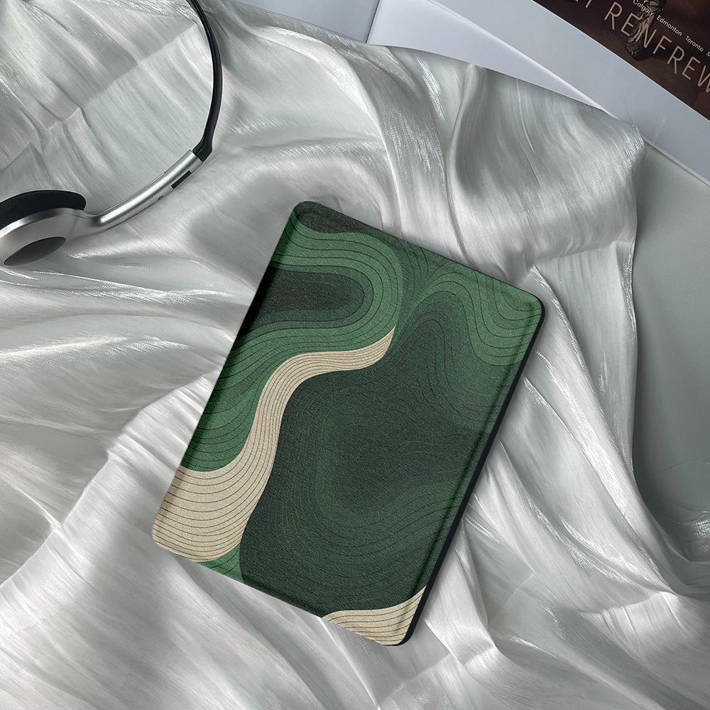 Minimalist Green Aesthetic Flow Kindle Cover - Fits All Kindle Models, Including Paperwhite 6.8&quot; and Kindle 6&quot; - Stylish and Protective Case