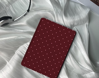 Red Polka Dot Minimalist Kindle Paperwhite Soft Case 2025 Edition Dual-Sided Magnetic Design, Kobo Clara Cover, Red Pink Dot Protection cas