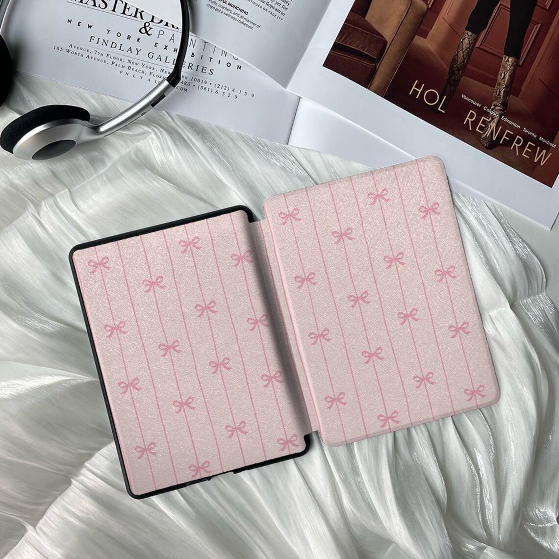 Pink Bow Girlie Kindle Case With Hand Strap - Fits Kindle 12th Gen ...