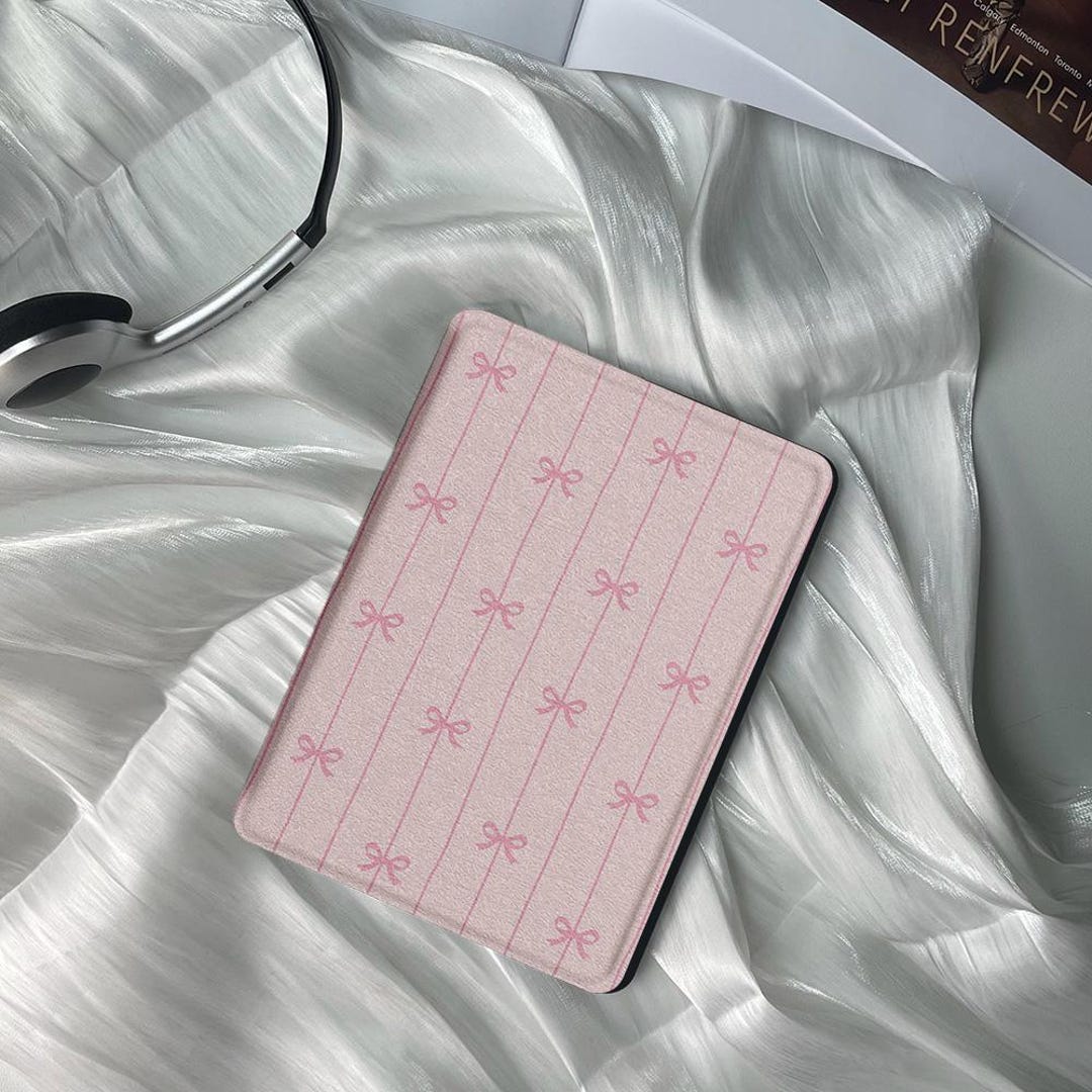 Pink Bow Girlie Kindle Case With Hand Strap - Fits Kindle 12th Gen ...