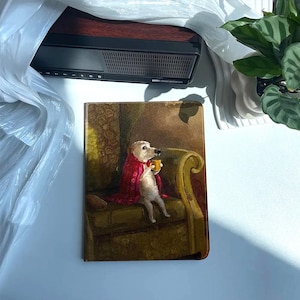 Retro Funnny Dog Portrait iPad Case with Pencil Holder Protective ipad Air Case and iPad Pro Case iPad Mini Cover Leather iPad Case for Gift