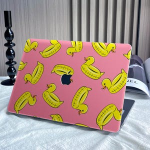 Inflatable Duck Pool MacBook Case, Fun Pink Laptop Cover for Air 13/15, Pro 13/14/16 (M1/M2/M3 Compatible)