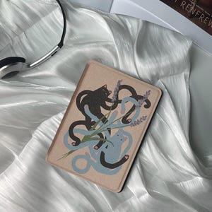 Custodia Kindle con gatto a strisce blu e nere - adatta a tutti i modelli Kindle, incluso Paperwhite 11a generazione - Custodia morbida con funzione di sospensione/riattivazione automatica, regalo per gli amanti dei gatti