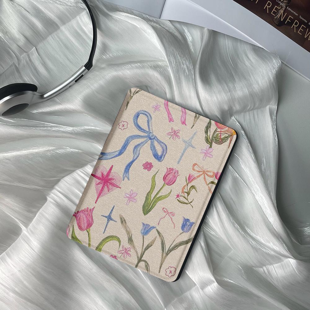 Pastel Bow Flowers Kindle Case With Hand Strap - Fits Kindle Paperwhite ...