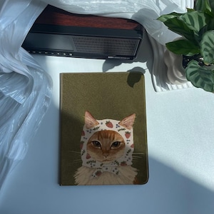 Strawberry Turban Cat iPad Case with Pencil Holder Protective ipad Air Case and iPad Pro Case iPad Mini Cover