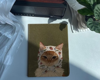 Erdbeer-Turban-Katze iPad Hülle mit Stifthalter Schutzhülle für ipad Air Case und iPad Pro Case iPad Mini Cover