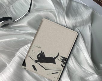Cute Cartoon Cat Kindle Cover - Fits All-New Kindle 12th Gen (2024/2022) and Paperwhite 6&quot;/7&quot; - Case with Hand Strap