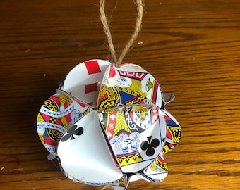 Hand crafted Christmas bauble ornament. Poker gambling ornament, Party ball 4 inch