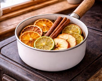 Winter Citrus Simmer Pot | Dehydrated Oranges, Apples & Limes with Cinnamon | Cozy Natural Home Scent