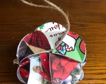 Hand crafted Christmas bauble ornament. Christmas card ornament, Party ball 4 inch