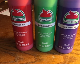 3 brand new bottles of Apple Barrell acrylic paint 8 oz bottles