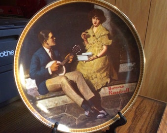 pondering on the porch  numbered collectors plate, Knowles China Vintage, Norman Rockwell