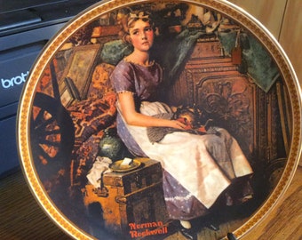 Dreaming in the attic,numbered collectors plate, Knowles China  Vintage, Norman Rockwell