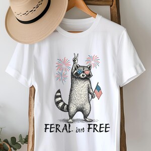 America Tee, Red White and Feral Shirt, Funny July 4th Tee, USA Raccoon Shirt, Independence Day Shirt, Patriotic Gift