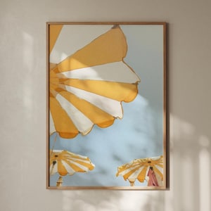 Coastal Umbrellas Art Download, Beach Umbrellas Print, Summer Beach Printable, Trendy Coastal Beach Print, Summer Wall Art, Bathroom Print