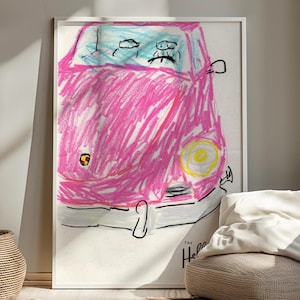 Pink Porsche 911 Sketch Print: Vintage Car Poster (Digital Download)