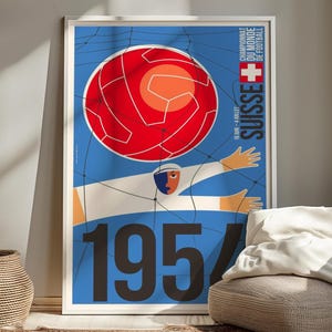 1954 FIFA World Cup Soccer Flyer, Soccer World Cup Printable, Futbol Soccer Wall Art, Boys Room Sports print, Vintage soccer Art print