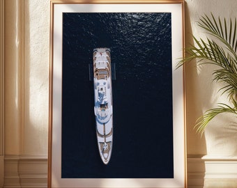 Luxury Yacht Print: Modern Coastal Sailing Art, Beach House Decor