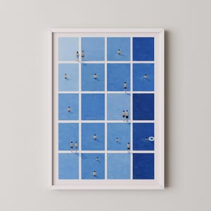 Swimmer Paint Sample Art Print: Mid Century Modern Bathroom Poster