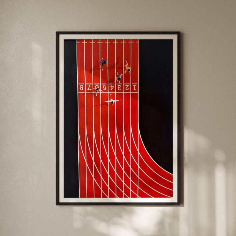 Abstract Running Print: Minimalist Sports Illustration, Athletics Track ...