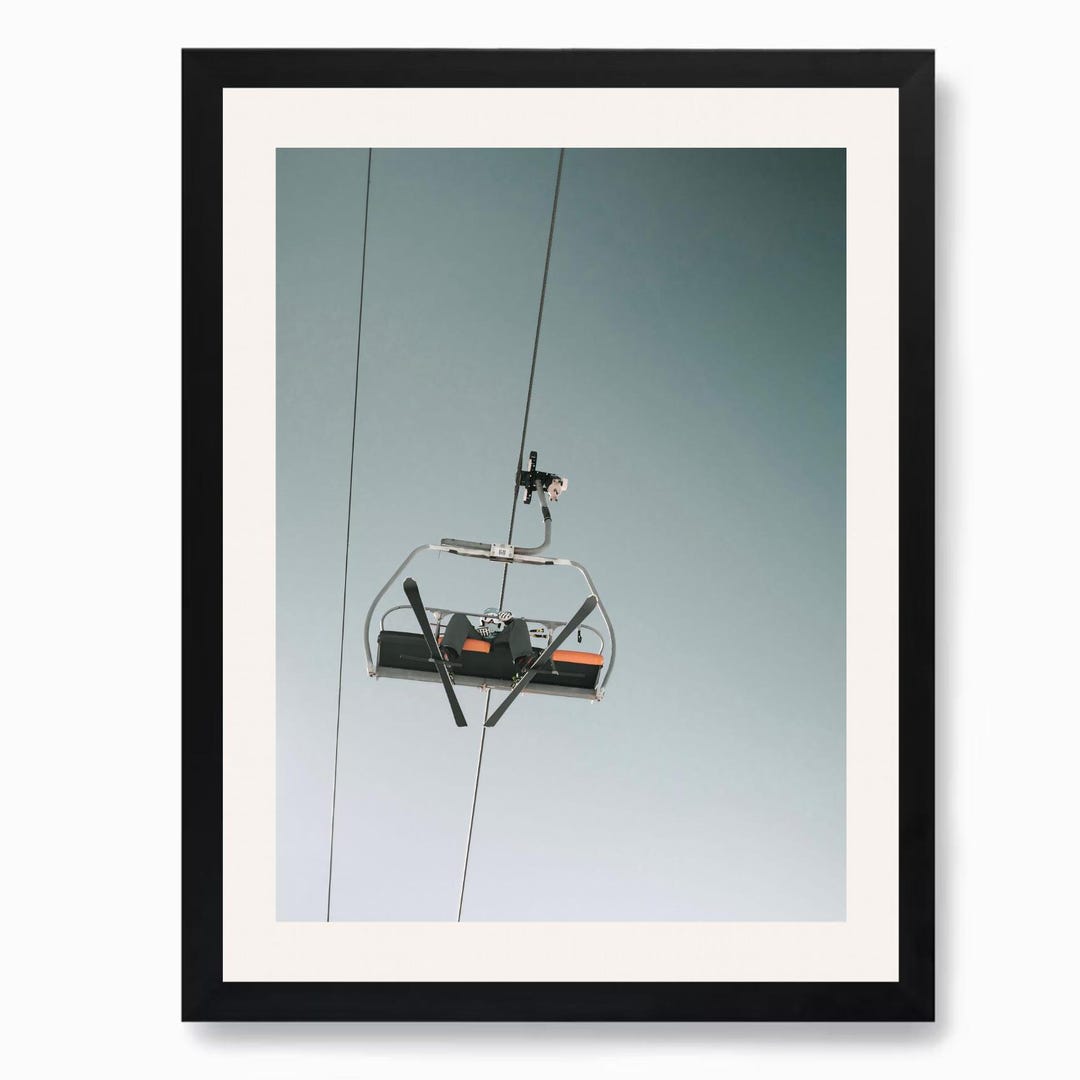 Picture of Retro Ski Lift Wall Art, Mini Skiers Print, Cozy Ski Cabin Decor ...