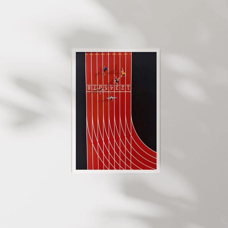 Running Track Print Abstract Running Print: Minimalist Sports Illustration, Athletics Track ...
