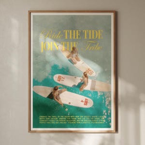 Vintage surfing poster, Malibu Surfing Minimalist Art Print, Retro Surf Decor, Beach Surfing Sun Wave Wall Art, Coastal Minimal Art